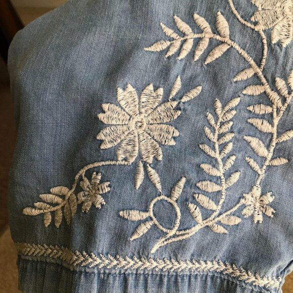 Forever 21 Chambray Embroidered Short Set Small Boho - Picture 6 of 8